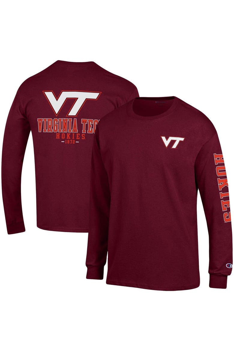 Men's Champion Maroon Virginia Tech Hokies Team Stack Long Sleeve T-Shirt, Main, color, Maroon