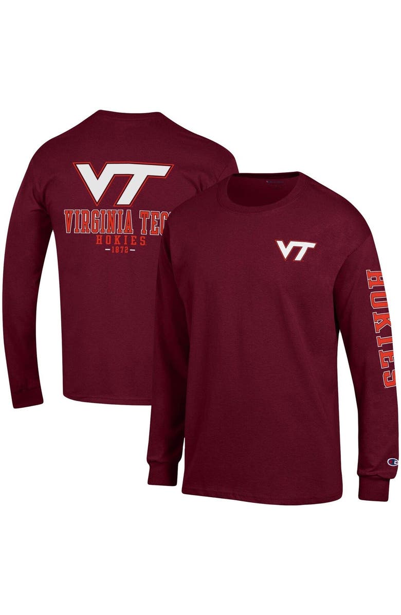 Champion Men's Champion Maroon Virginia Tech Hokies Team Stack Long Sleeve T-Shirt, Main, color, 