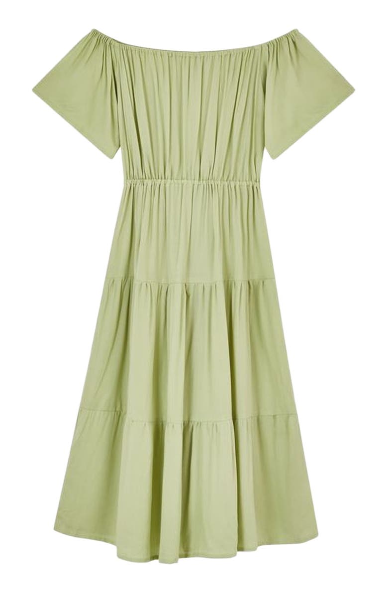 PINK HALEY Regina Off-the-shoulder Midi Dress in Pistachio, Alternate, color, Green