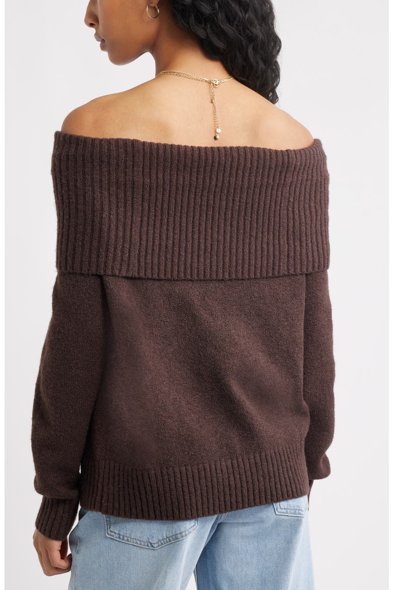Off the Shoulder Sweater, Alternate, color, BROWN COFFEE
