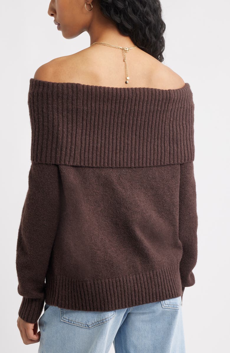 BP. Off the Shoulder Sweater, Alternate, color, Brown Coffee