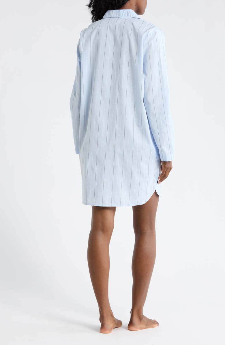 NORDSTROM RACK Cotton Poplin Nightgown, Alternate, color, Blue- White Kara Stripe