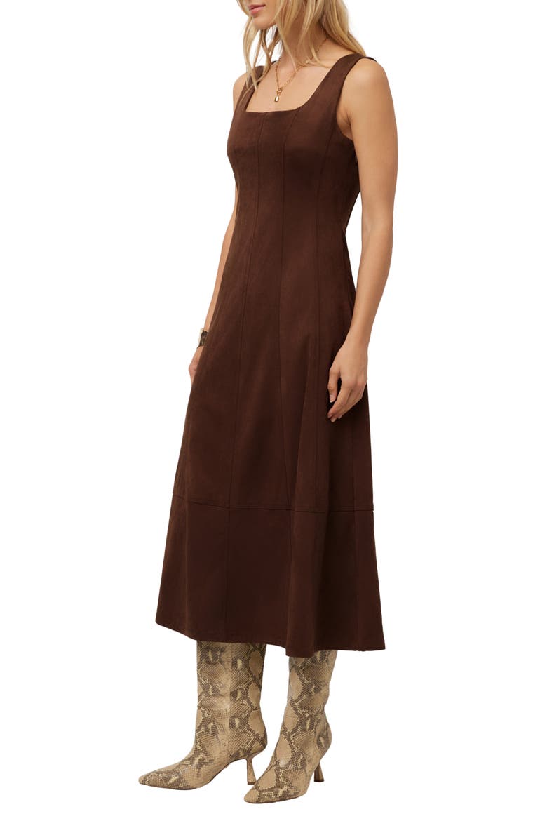 Madalyn Faux Suede Midi Dress, Alternate, color, WOOD