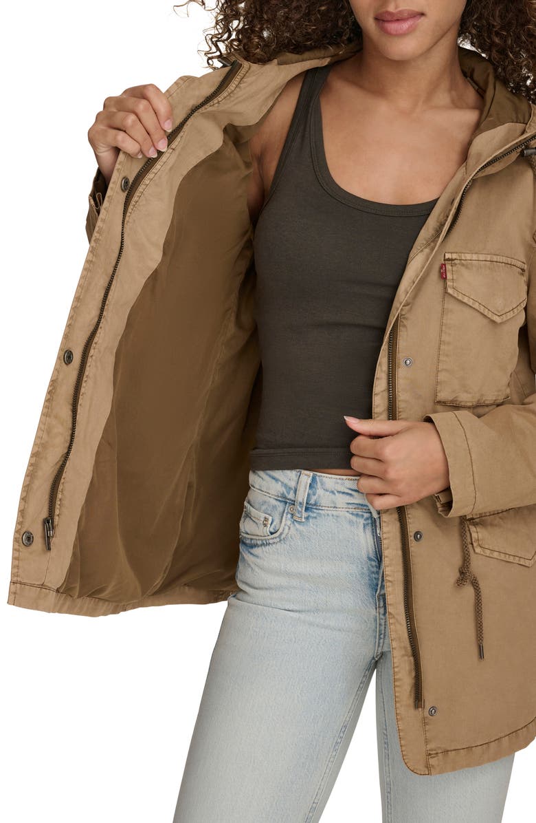 Levi's<sup>®</sup> Military Four-Pocket Zip Hooded Jacket, Alternate, color, Camel