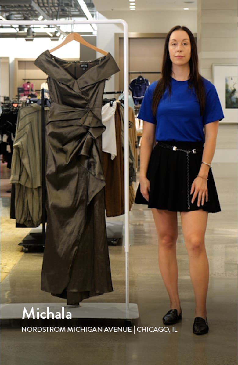 Off the Shoulder Taffeta Gown, sales video thumbnail