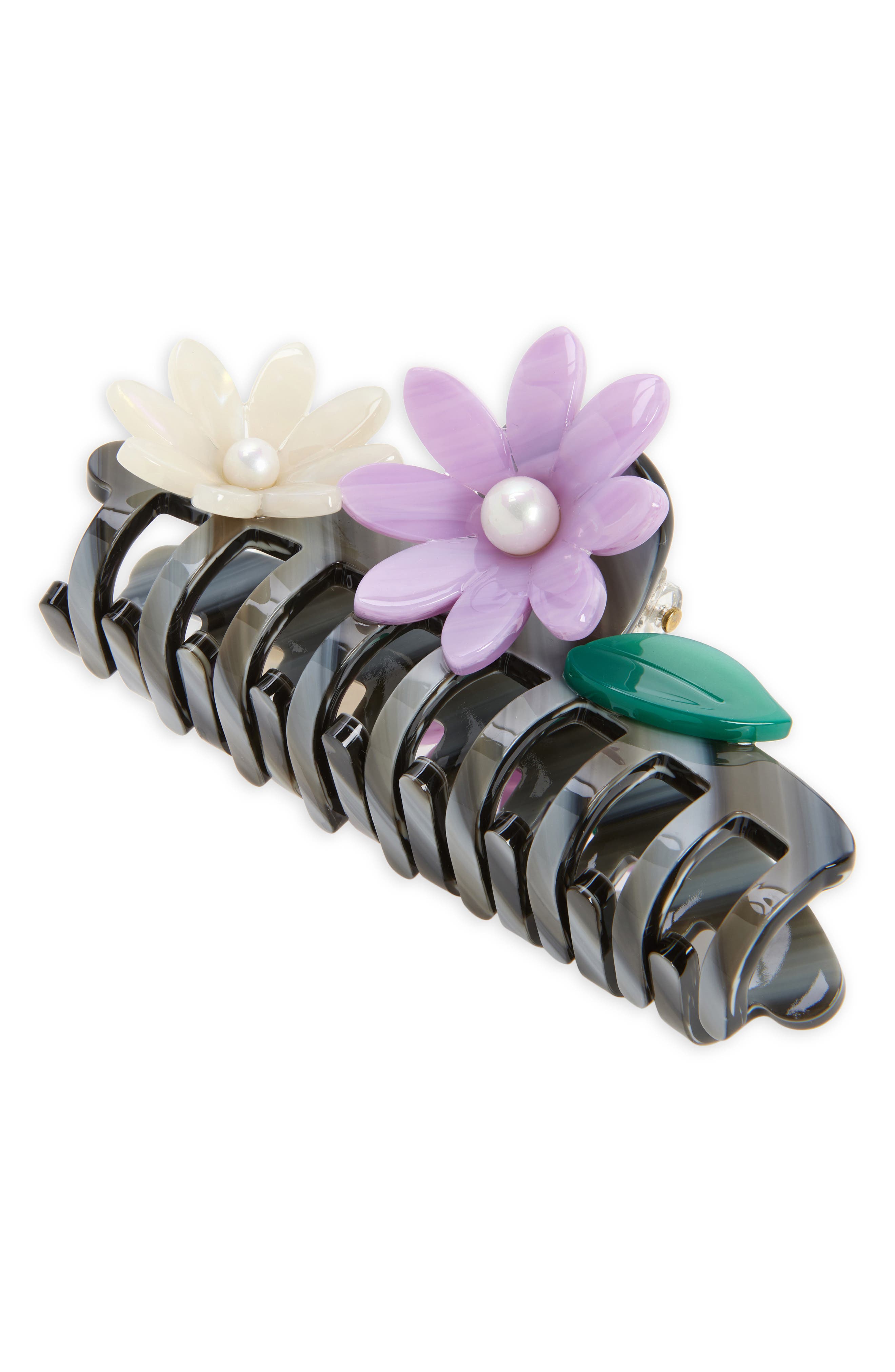 Lele Sadoughi Petunia Floral Claw Clip in Abalone 