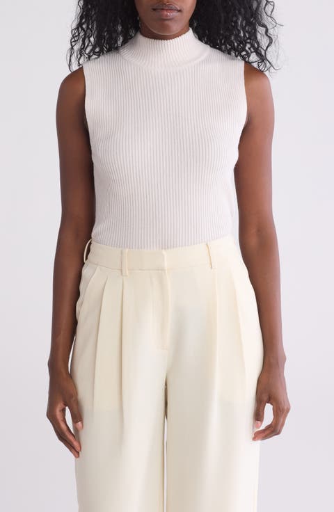 Mock Neck Sleeveless Rib Top
