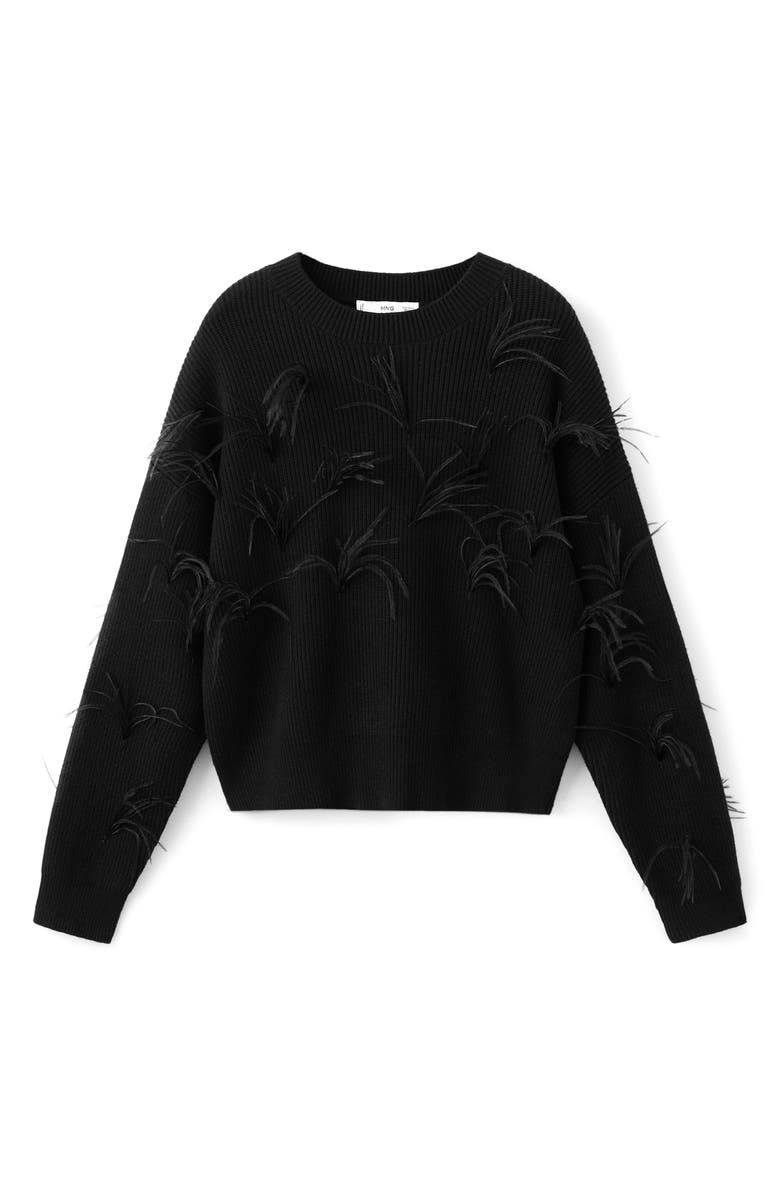 MANGO Feather Detail Sweater, Alternate, color,