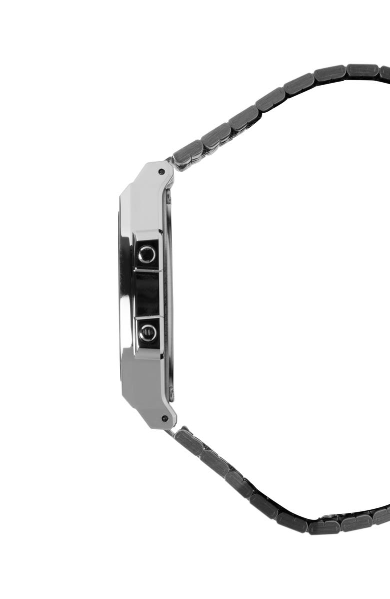 CASIO Vintage Silvertone Digital Bracelet Bluetooth<sup>®</sup> Watch, 41.4mm x 37.9.5mm, Alternate, color,