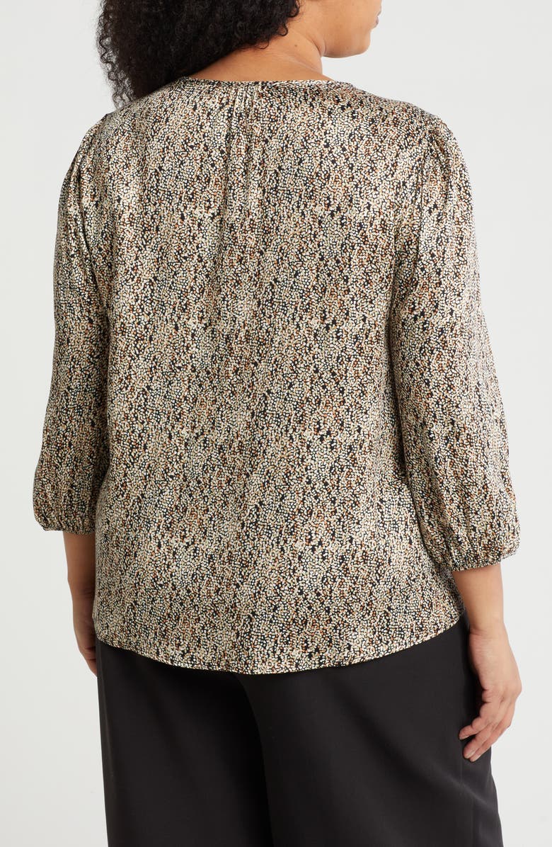 Renee C Dot Print Balloon Sleeve Top, Alternate, color, Black/ Beige Multi