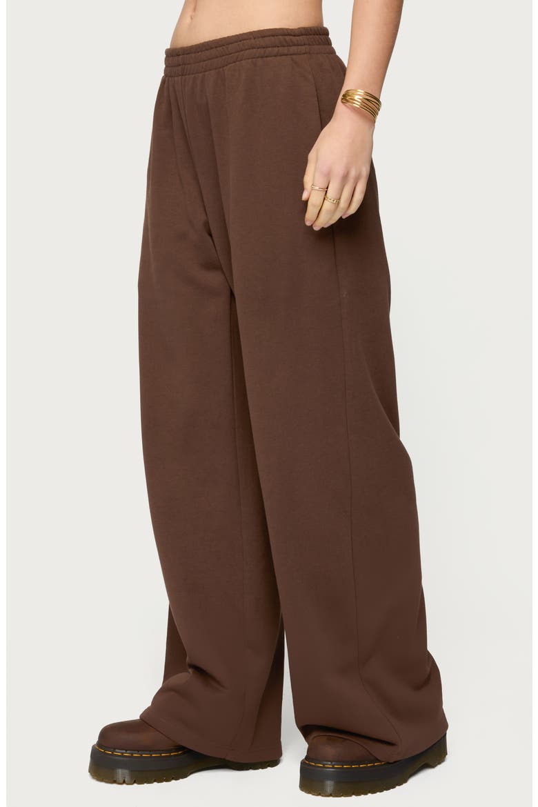 Binah Wide Leg French Terry Sweatpants, Alternate, color, DARK-BROWN