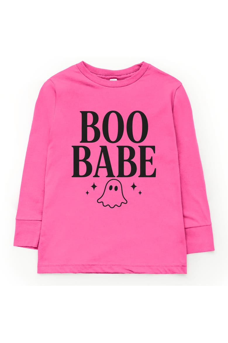 Boo Babe Ghost Toddler Long Sleeve Graphic Tee, Main, color, Hot Pink