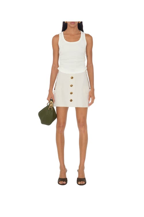 Burberry Mini Cotton Skirt In Off White