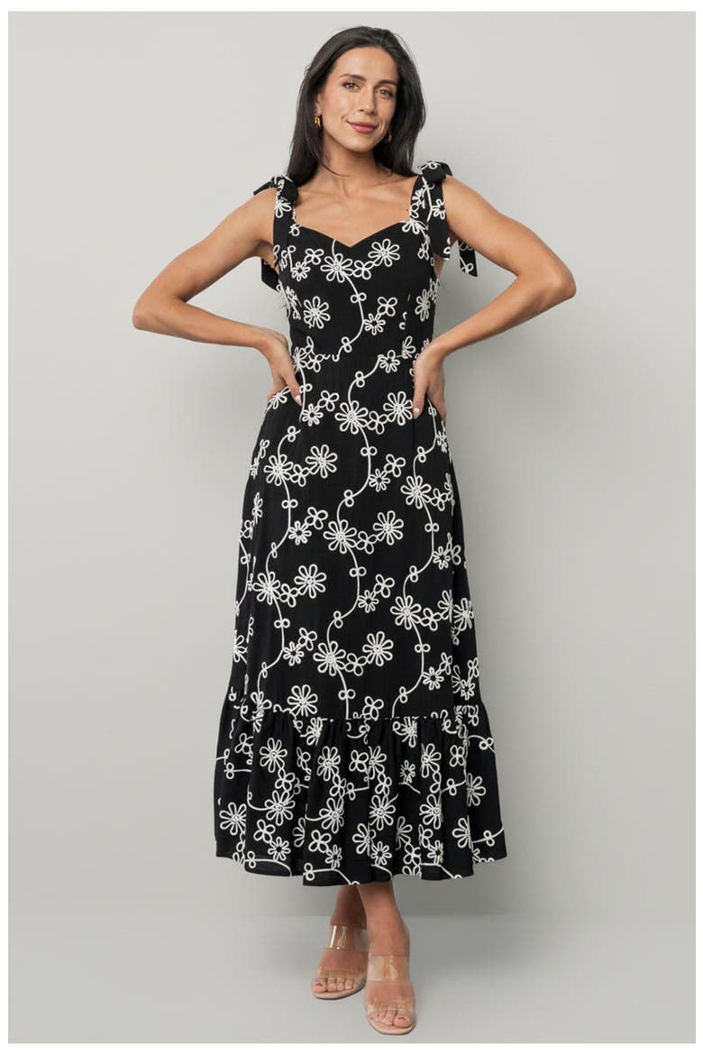 Amor Midi Dress, Main, color, Black + Ivory Floral
