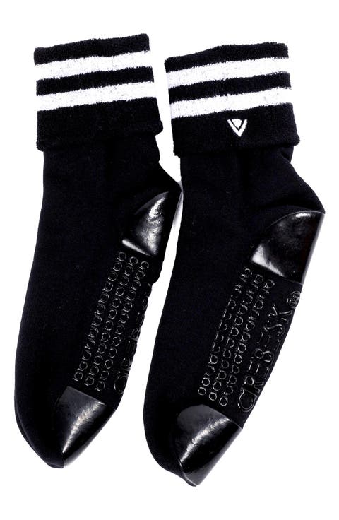Foldover Terry Grip Quarter Socks