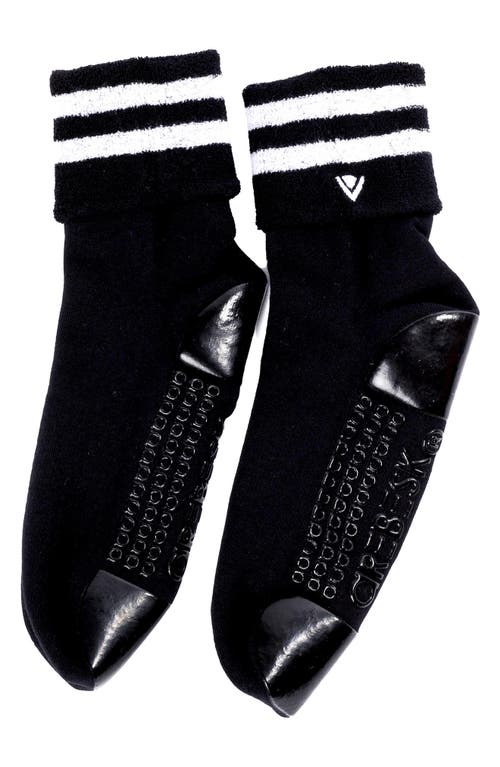 Arebesk Cotton Blend Terry Quarter Socks in Black 