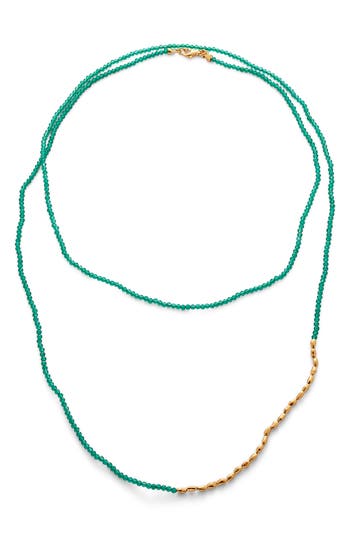 Monica Vinader Mini Nugget Beaded Long Necklace In 18ct Gold Vermeil On Silver