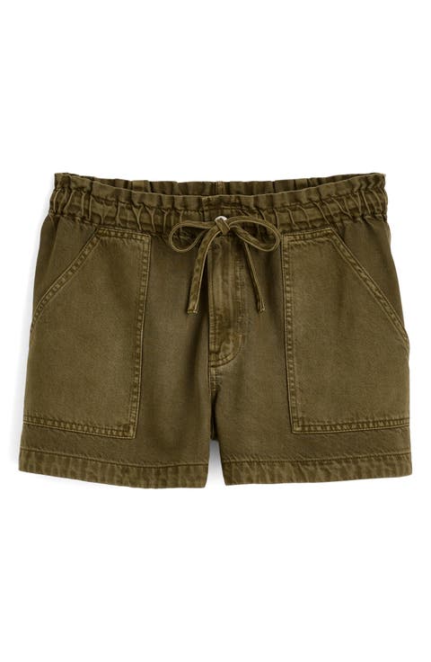 Pull-On Airy Denim Utility Shorts