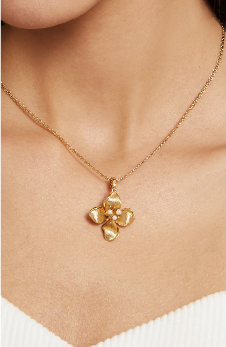 RETRO CHIC Iris Blossom Pendant Necklace, Alternate, color, Gold