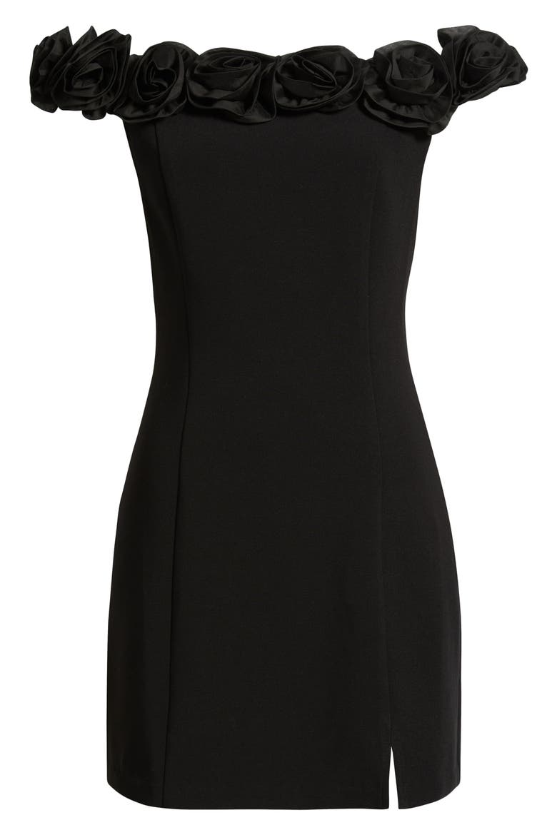 Lana Rosette Of the Shoulder Minidress, Alternate, color, BLACK