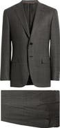 Canali Siena Regular Fit Charcoal Grey Glen Plaid Super 130s Wool Suit