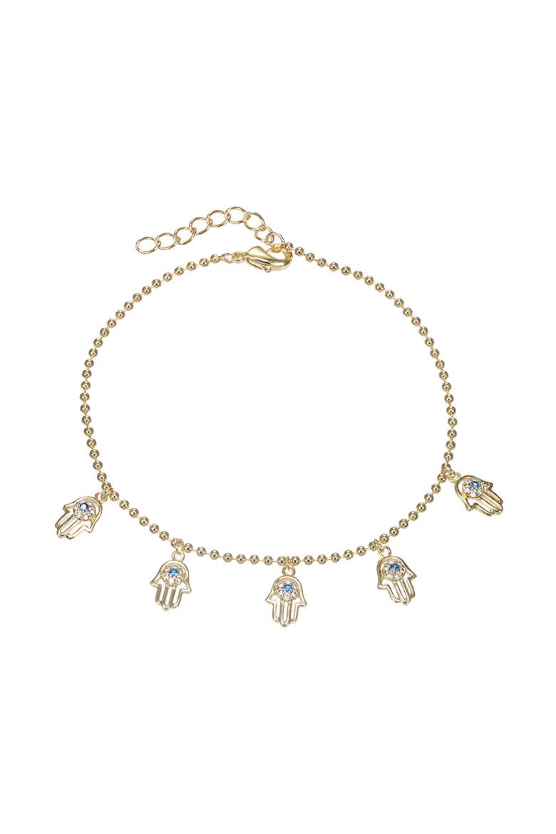 Evil Eye & Hamsa Charm Necklace, Main, color, Gold
