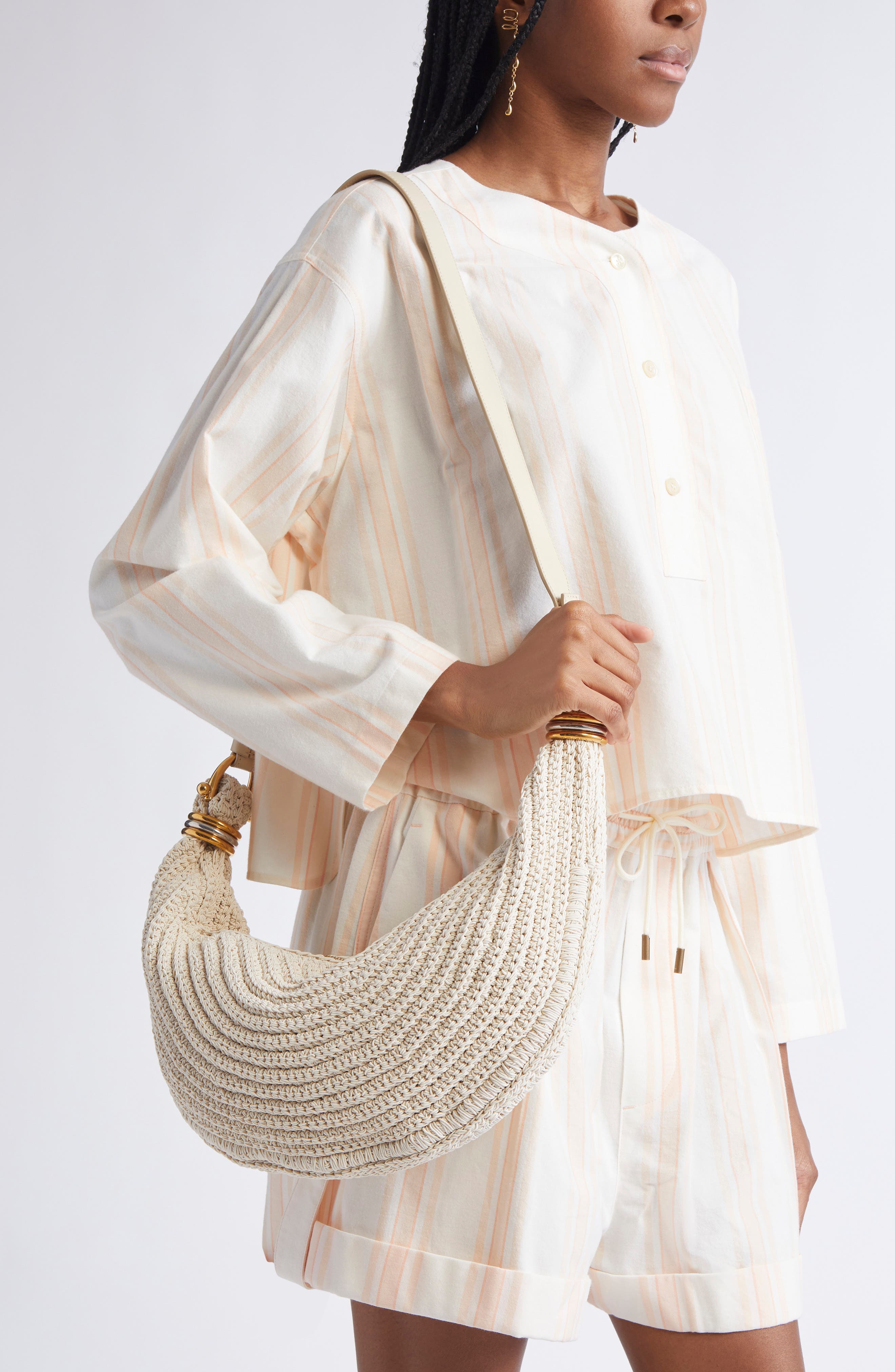 Chloé Small Bracelet Crochet Hobo Bag, Alternate, color, Deep Ivory
