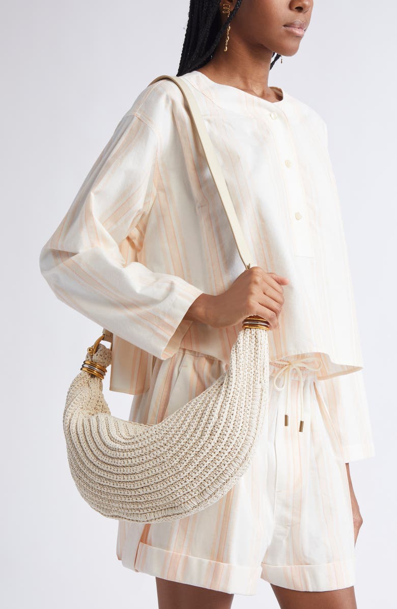 Chloé Small Bracelet Crochet Hobo Bag, Alternate, color, Deep Ivory