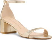 Stuart Weitzman Nudist Metallic Block Heel Sandal