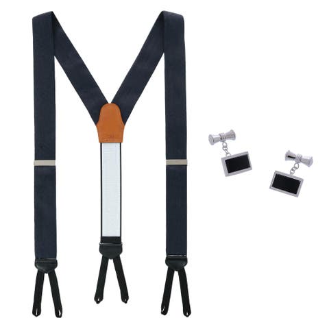 Banbury Silk Button End Suspenders (Braces) and Esteban Cufflinks Set