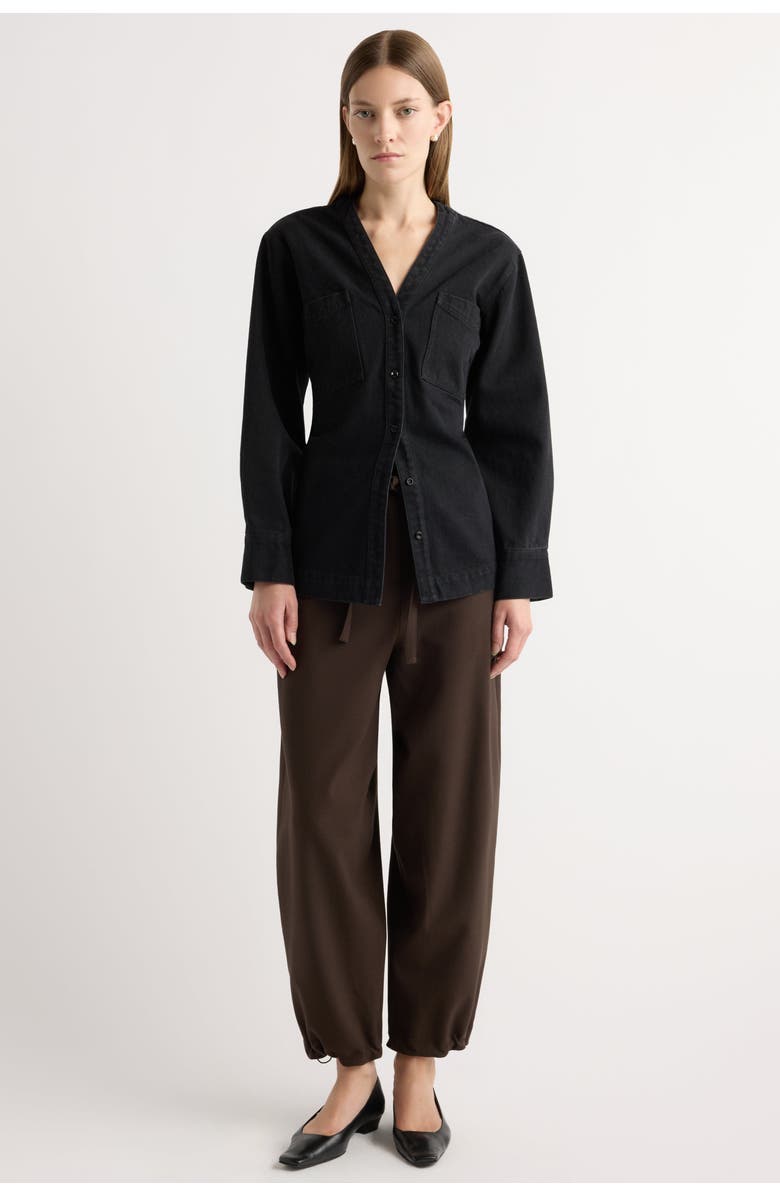 Modern Citizen Emmett Structured-Sleeve Denim Jacket, Alternate, color, Washed Black / Black