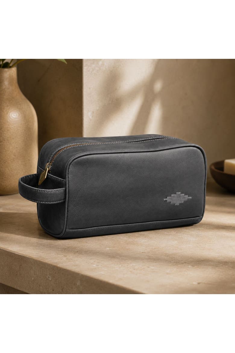 Hombre Leather Dopp Kit, Alternate, color, Black/Grey