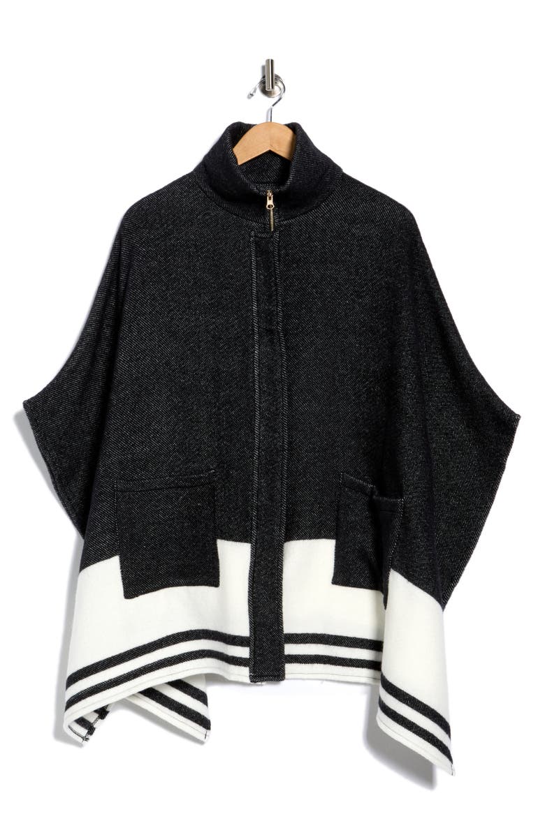 BCBG Stripe Zip Topper, Alternate, color, Black