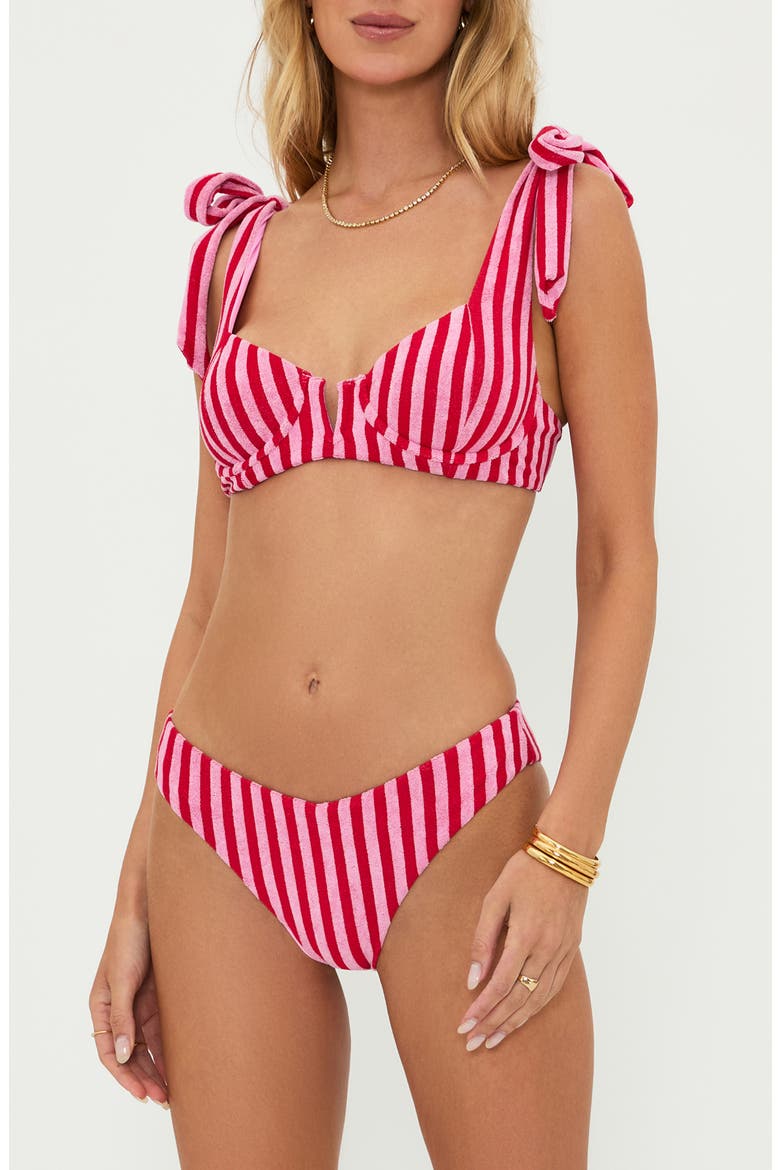 Vanessa High Cut Bikini Bottoms, Alternate, color, CANDY CANE STRIPE
