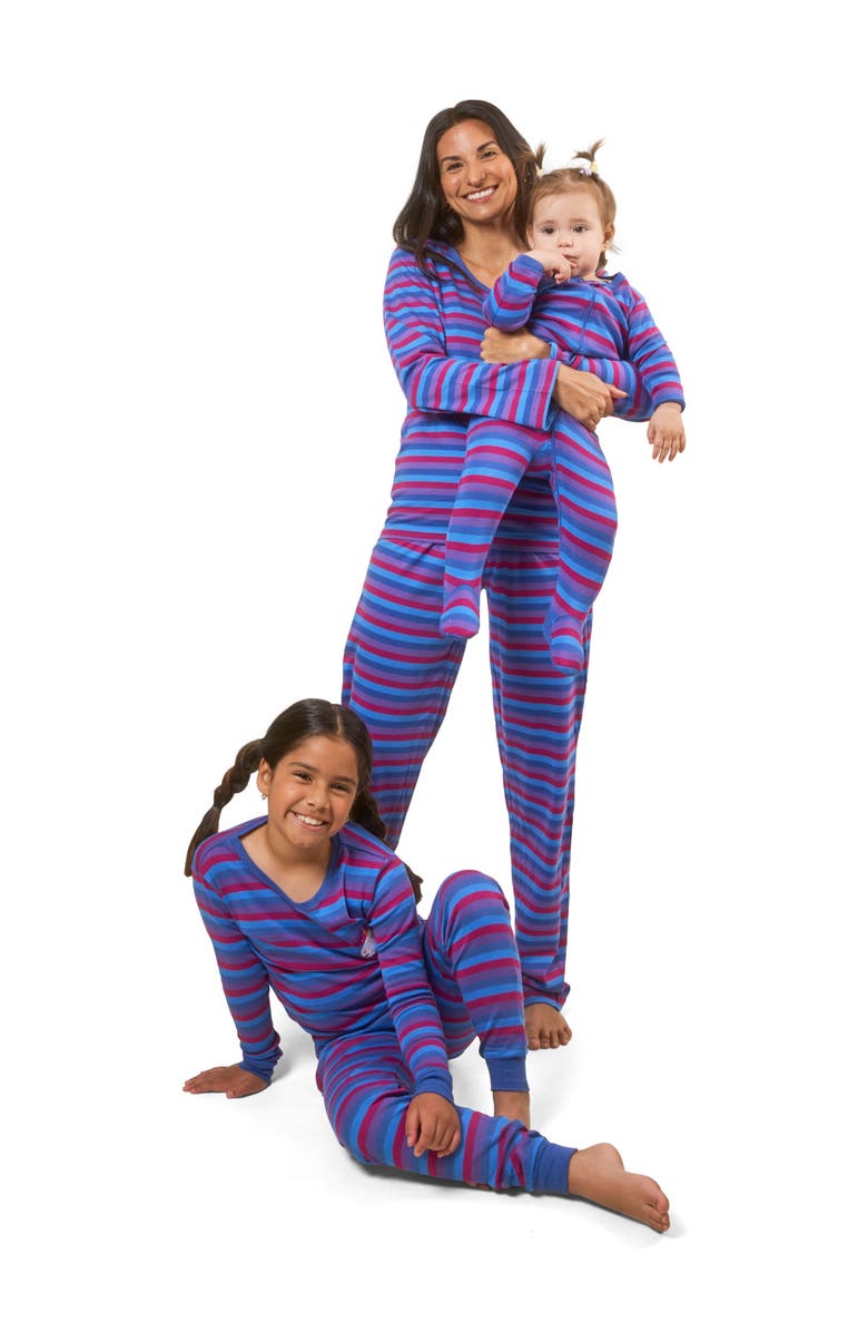 Leveret Two-Piece Cotton Printed Matching Family Pajamas, Playful Graphics, Alternate, color, Unicorn Stripes