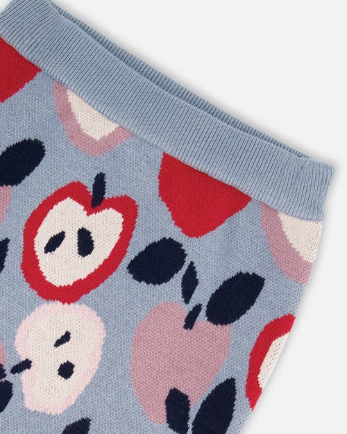 Deux Par Deux Knit Skirt With Apple Heart Jacquard In Gray