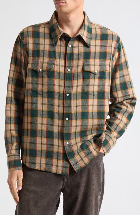 Meridian Check Wool & Linen Snap-Up Shirt