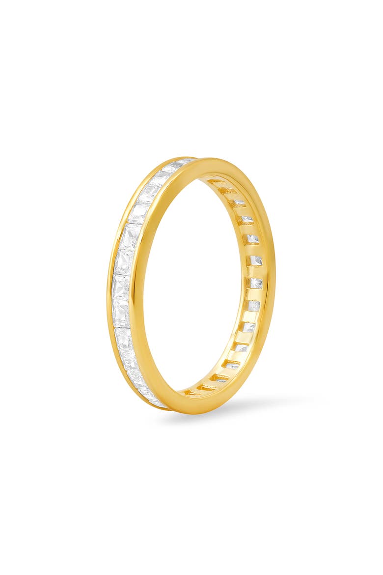 Sterling Silver Princess Cut Cubic Zirconia Band Ring, Alternate, color, GOLD