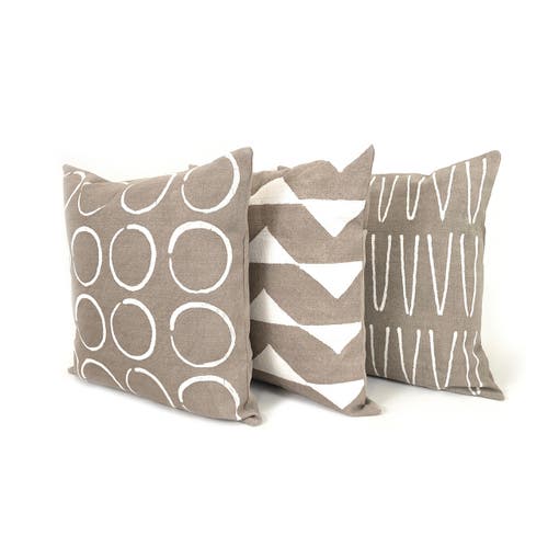 Mbare Sadza Triangles Pillow Cover In Beige