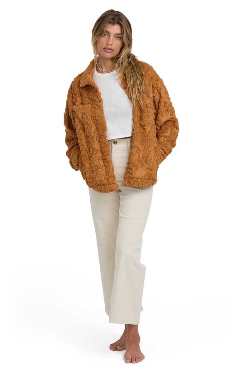 Billabong Sundown High Pile Fleece Shacket, Alternate, color, Camel