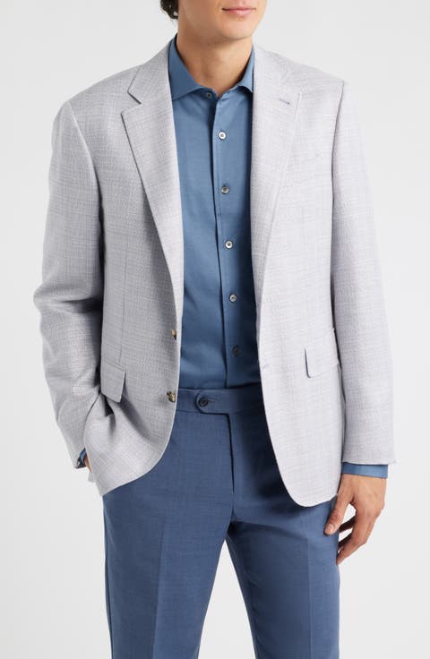 Kei Trim Fit Light Purple Mélange Wool & Silk Blend Sport Coat (Regular, Short & Long)