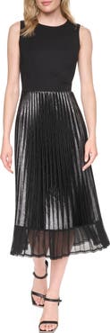 DKNY Mixed Media Sleeveless Midi Dress