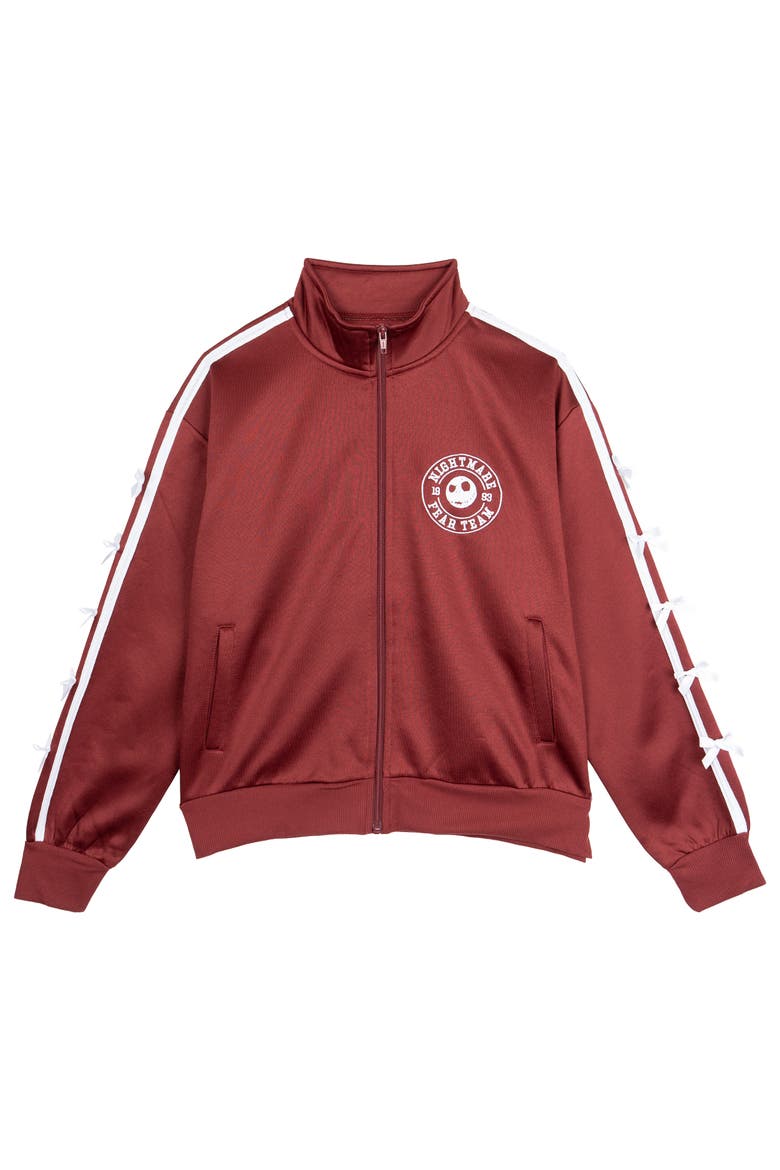Nightmare Before Christmas Jack Skellington Athletic Zip-Up Track Jacket, Main, color, Wine Jack Skellington