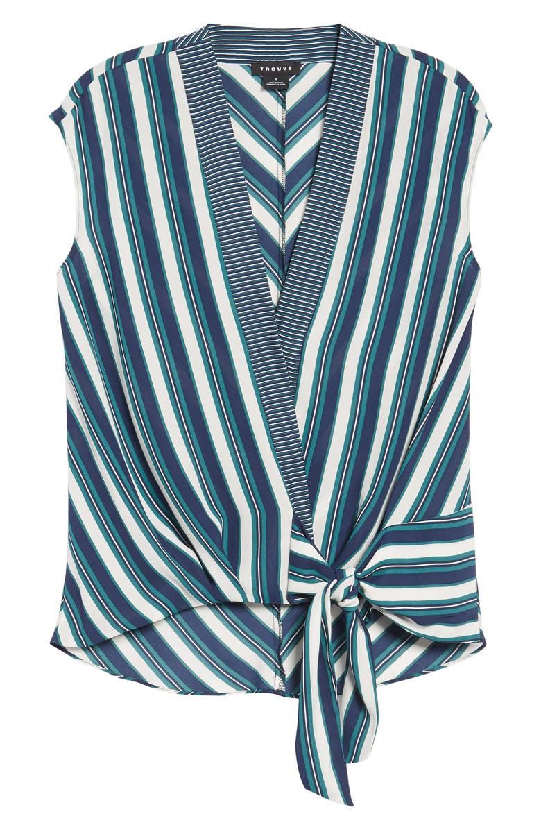 Trouvé Stripe Wrap Top, Alternate, color,