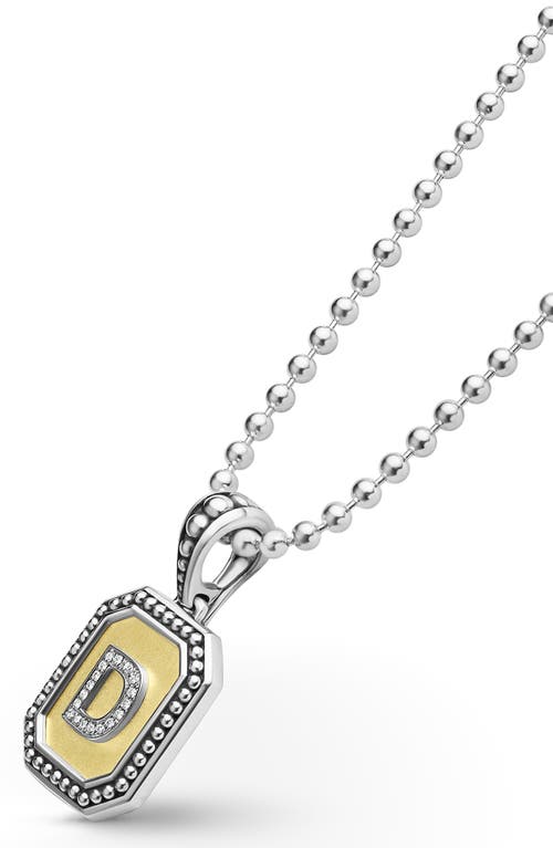 Lagos Signature Caviar Diamond Initial Pendant Necklace In Two-tone D