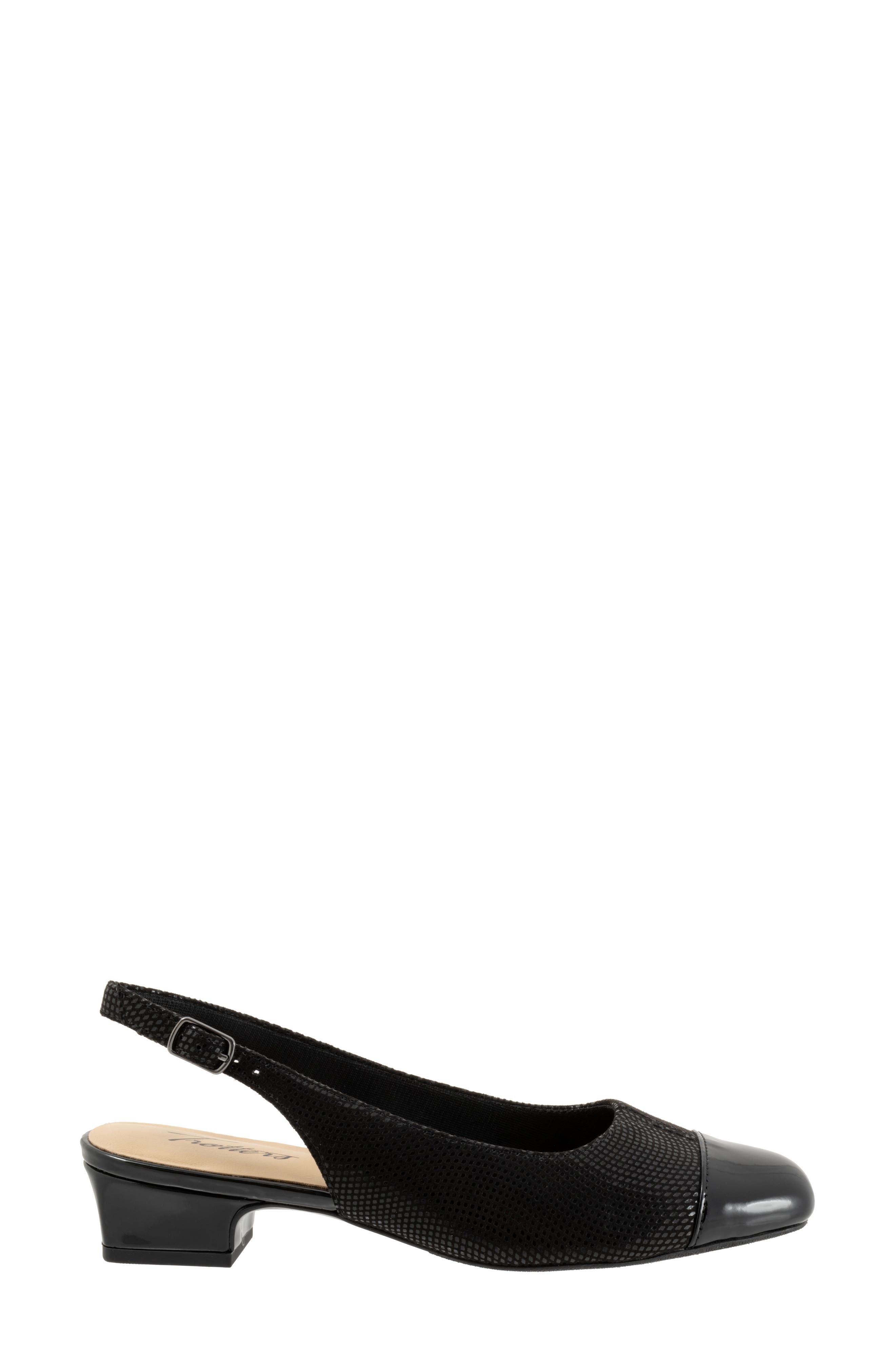 Trotters Dea Cap Toe Slingback Pump, Alternate, color, Black Mini Dot