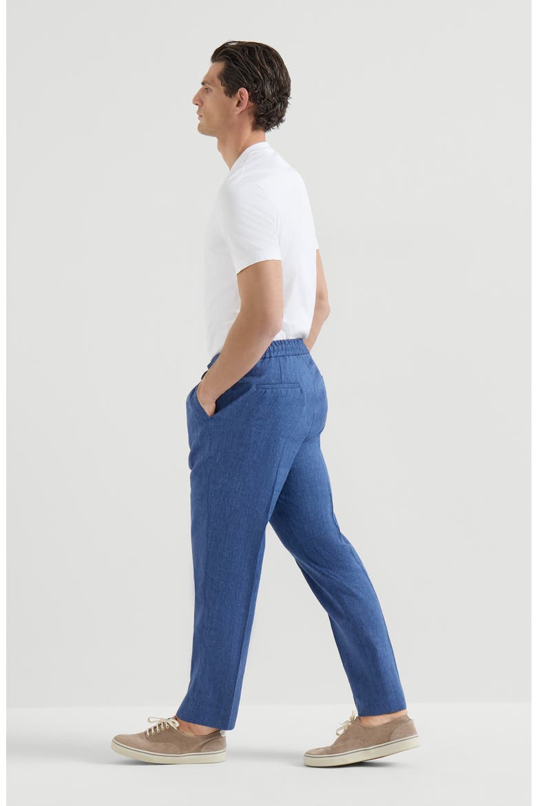 Trousers with drawstring and double pleats, Alternate, color, Denim