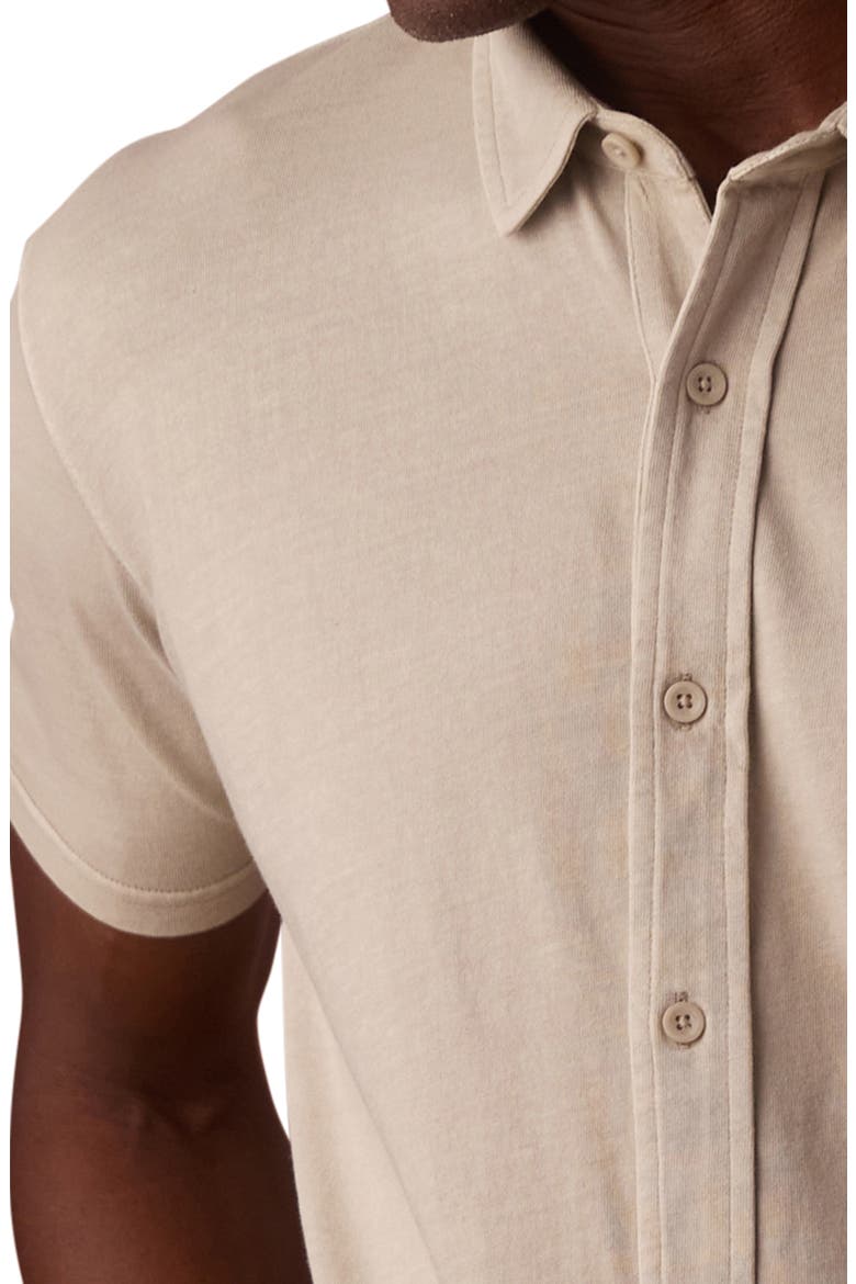Normal Short Sleeve Cotton Jersey Button-Up Shirt, Alternate, color, PUMICE
