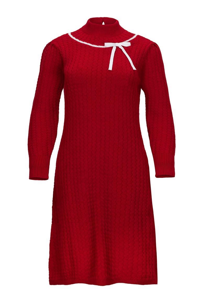 Organic Mock Neck Cable Sweater Dress, Alternate, color, Red Cable