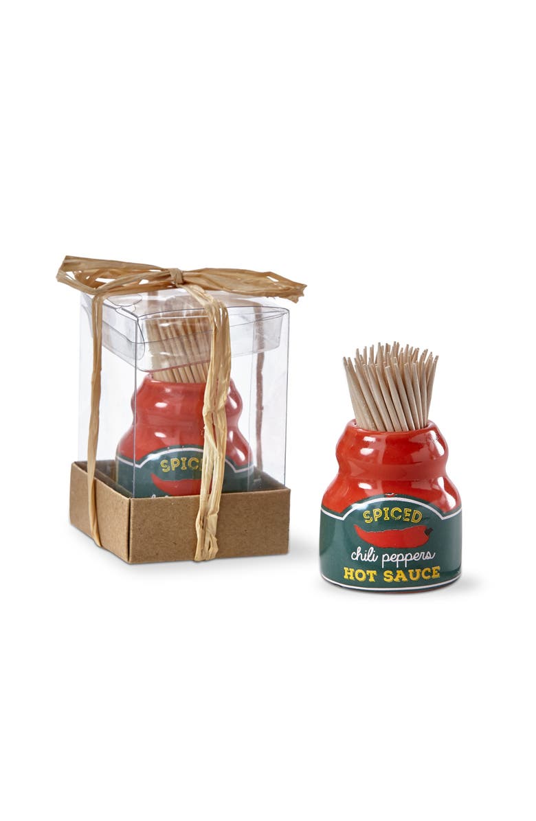 tag Handmade Stoneware Hot Sauce Toothpick Holder Set, Main, color, Multicolored
